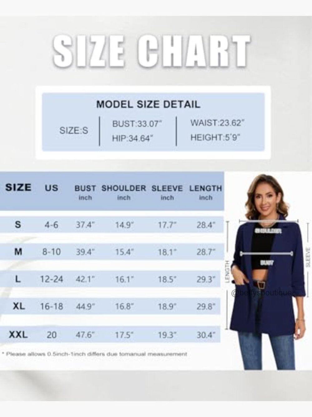 Casual Long Blazer 3/4 Ruched Sleeve Lapel Button Front Work Office Blazer - Picture 4 of 7